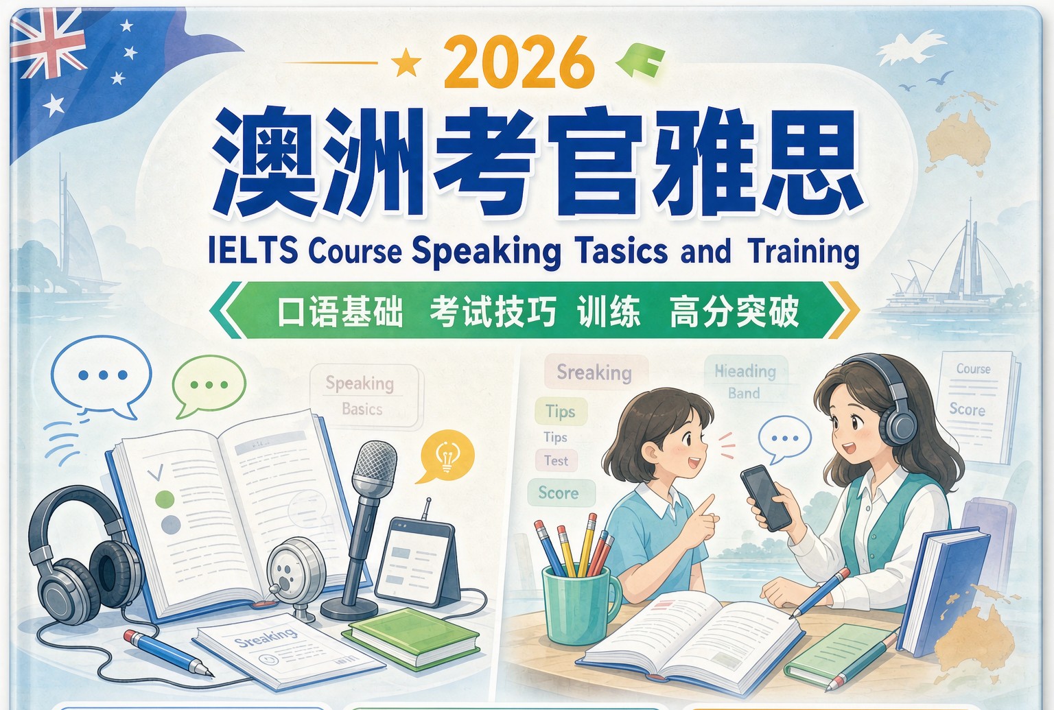 2026澳洲考官雅思9. IELTS Course Speaking Parts 1, 2 & 3 and Practice Test (Sections 21-24)